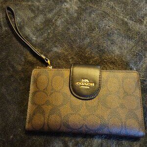 Coach Black and Brown Wristlet Wallet
